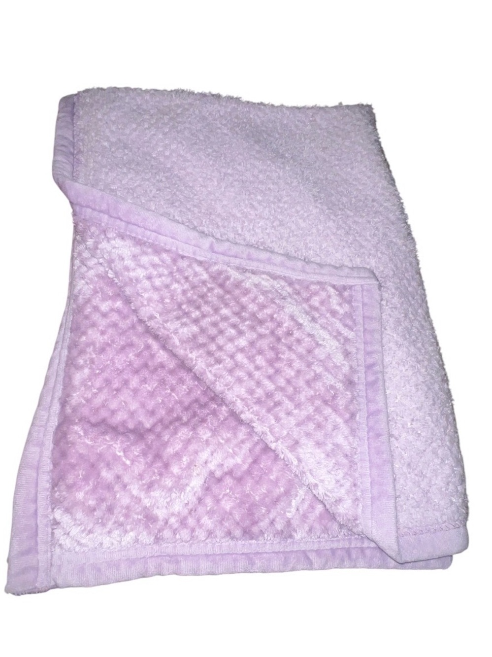 Blankets & Beyond Lavender Purple Plush Baby Blanket Textured Faux Fur Trim